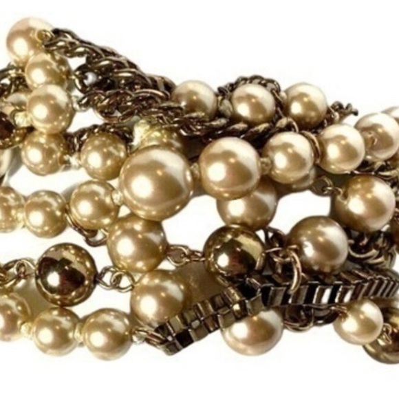 Stella & Dot Layered Gold and Pearl Necklace AND a Matching Bracelet - Picture 6 of 8